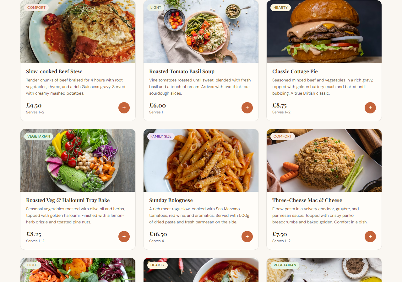 Order online template preview