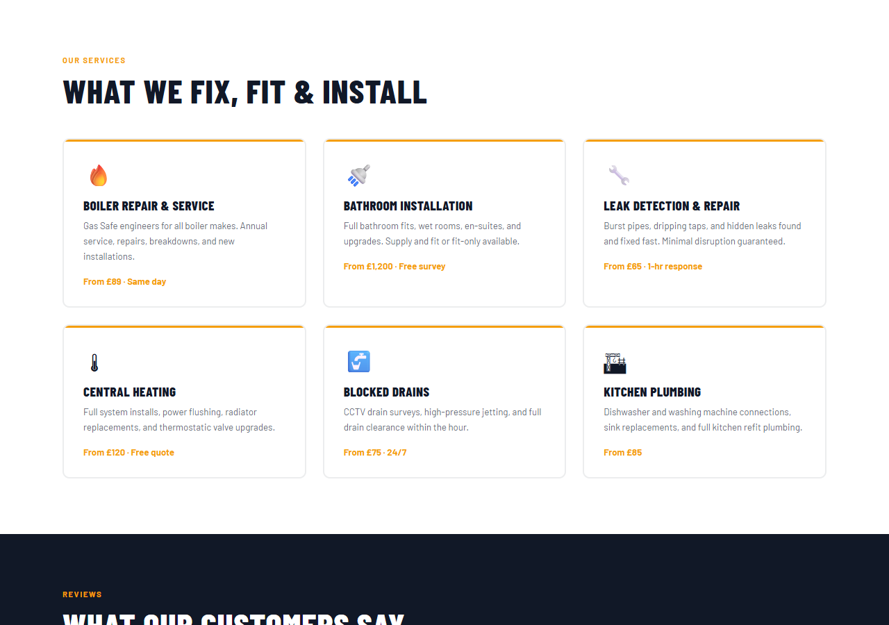 Trades & services template preview